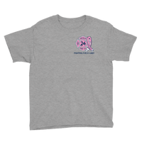 Natalie Fire Co. Breast Cancer Awareness Large Ribbon Youth Short Sleeve T-Shirt